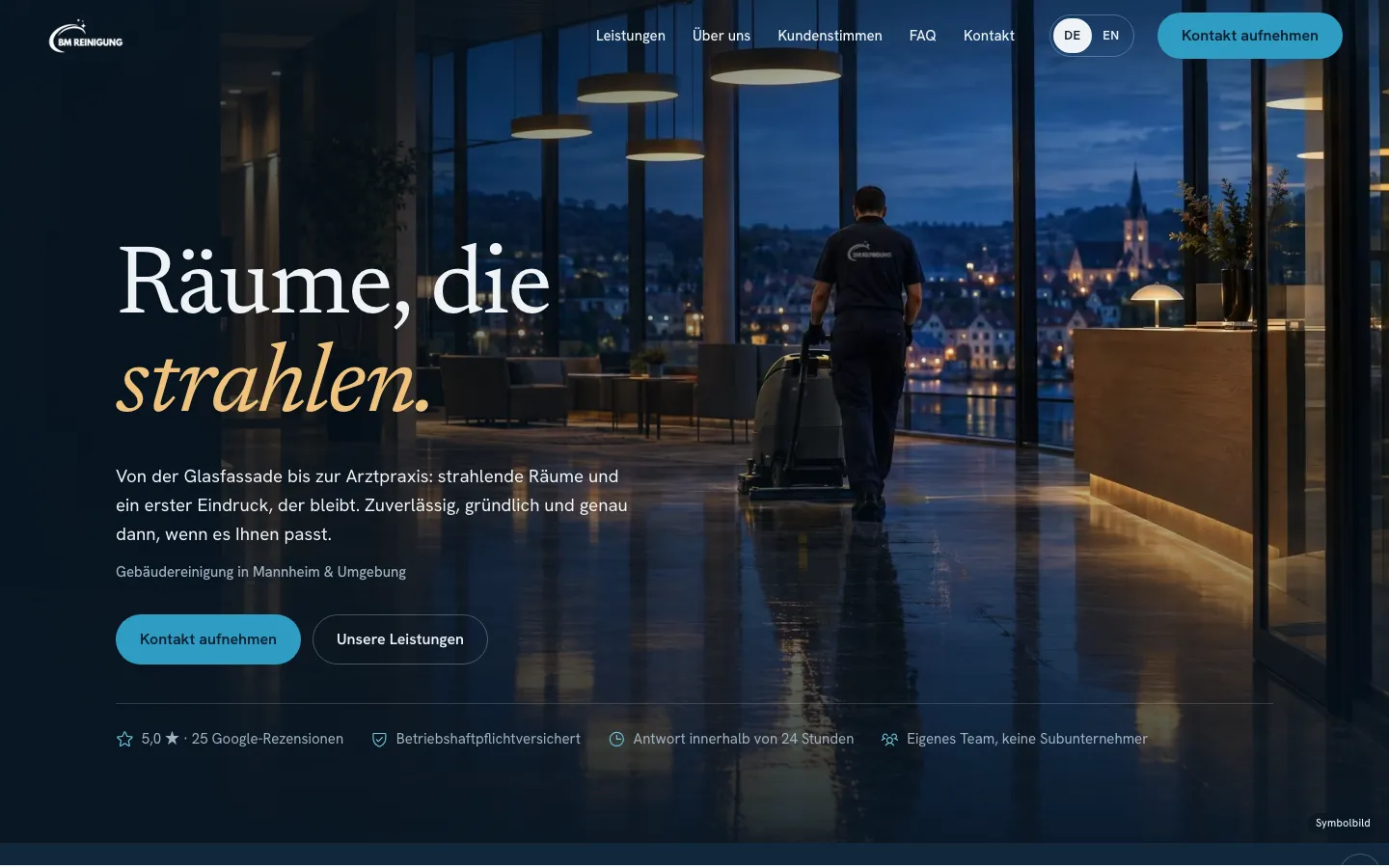 First screen of the website with four marked areas